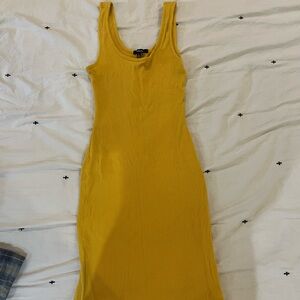 Ambiance Mustard Ribbed Midi Dress